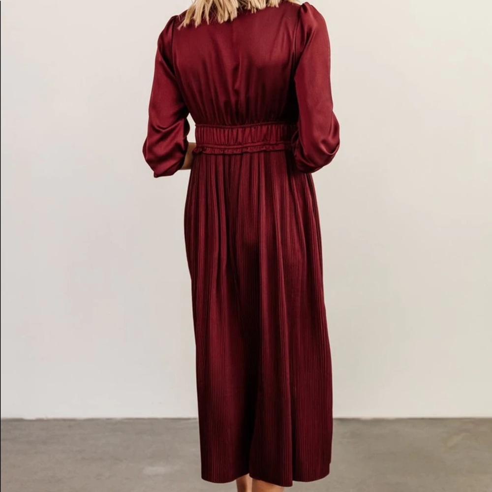 Satin Midi Dress - Burgundy - Picture 2 of 3